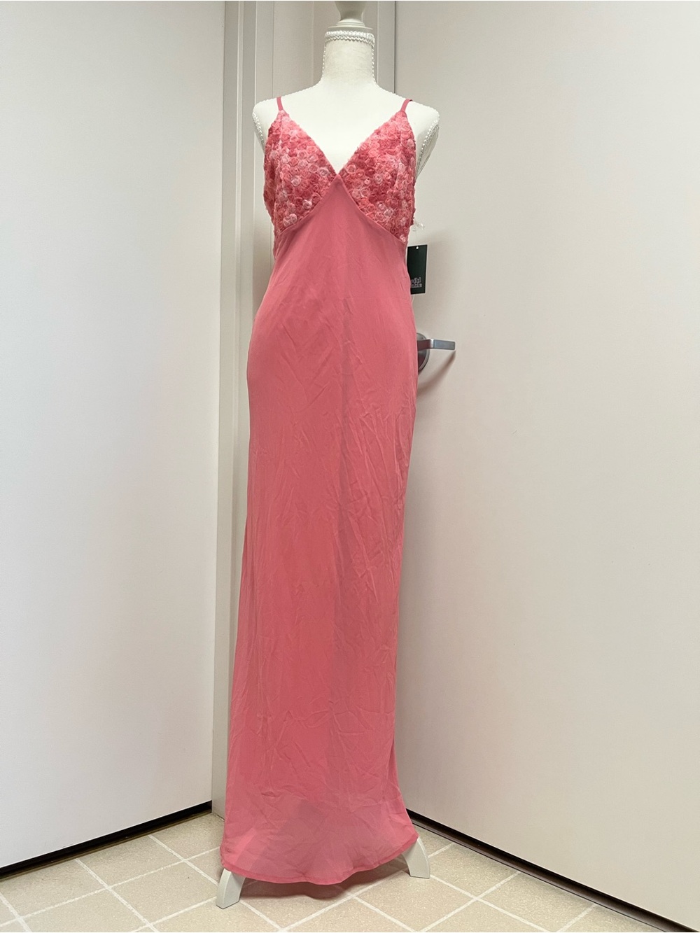 Pink lace maxi dress, size M